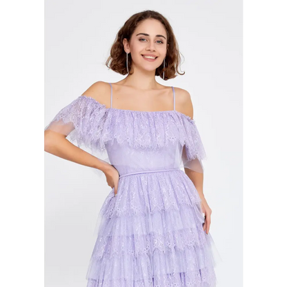Off-Shoulder Navy Tulle Dress – Flirty Mini Cocktail Style - Cocktail Dress