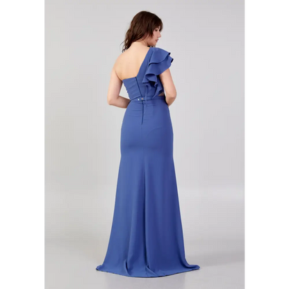One-Shoulder Crepe Maxi Gown – Wedding Guest Ready - Wedding Guest Dress