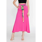 Pink/Green High-Waist Midi Skirt – Statement Solid Color Piece - Fuchsia / 36 - Skirt