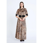 Powder Blue Satin Co-Ord Set – Short Sleeve Elegance - Camel-Black / 36 - Outfit Set