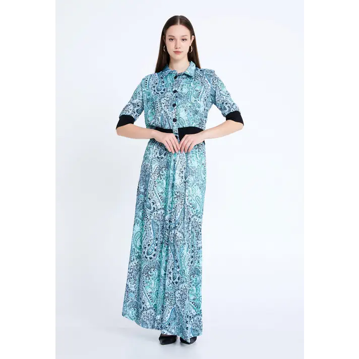 Powder Blue Satin Co-Ord Set – Short Sleeve Elegance - Mint-Turquoise / 36 - Outfit Set
