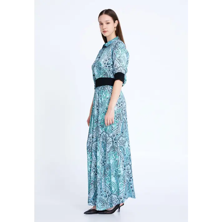 Powder Blue Satin Co-Ord Set – Short Sleeve Elegance - Outfit Set