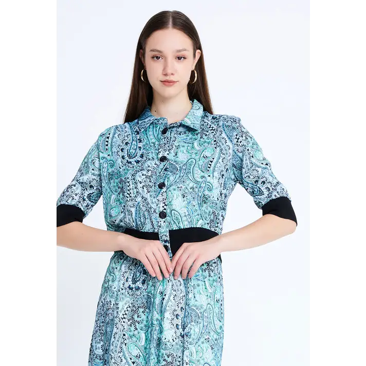 Powder Blue Satin Co-Ord Set – Short Sleeve Elegance - Outfit Set