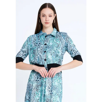 Powder Blue Satin Co-Ord Set – Short Sleeve Elegance - Outfit Set