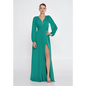 Purple/Green Maxi Dress – Sleek Lycra Gown for Wedding Guests - Green / 38 - Wedding Guest Dress