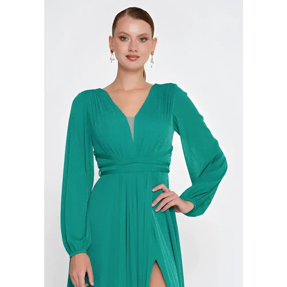 Purple/Green Maxi Dress – Sleek Lycra Gown for Wedding Guests - Wedding Guest Dress