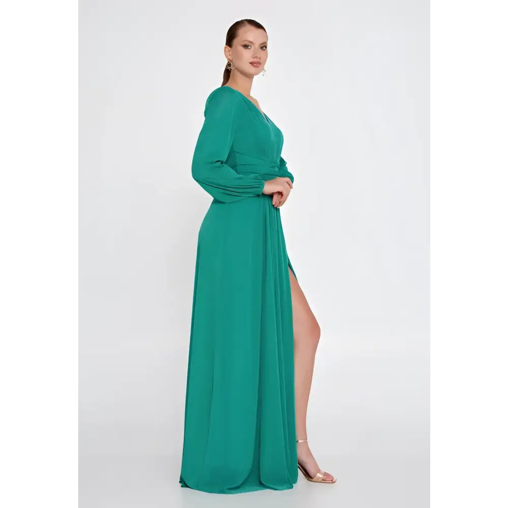 Purple/Green Maxi Dress – Sleek Lycra Gown for Wedding Guests - Wedding Guest Dress
