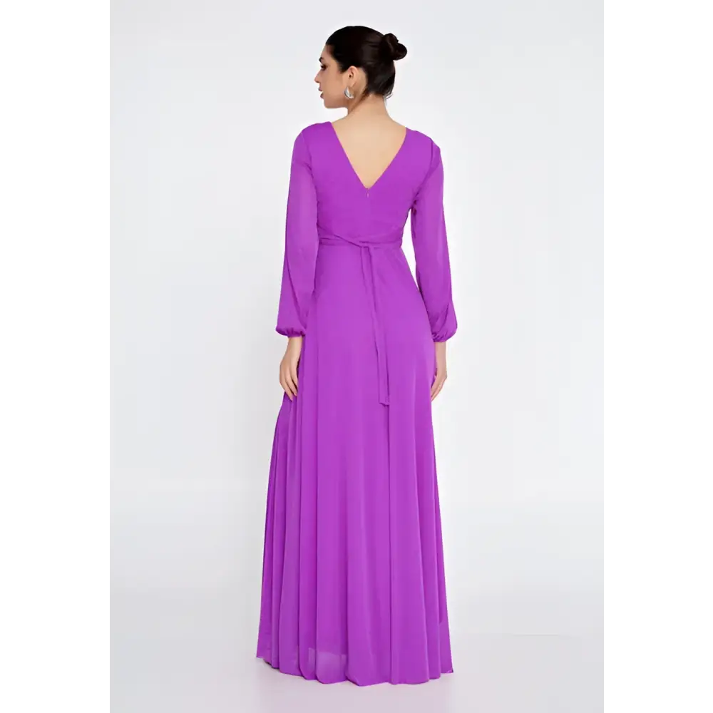 Purple/Green Maxi Dress – Sleek Lycra Gown for Wedding Guests - Wedding Guest Dress