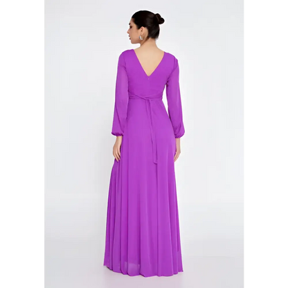 Purple/Green Maxi Dress – Sleek Lycra Gown for Wedding Guests - Wedding Guest Dress