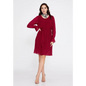 Red Chiffon Mini Dress – Flared Fit with Long Sleeves - 36 - Casual Dress