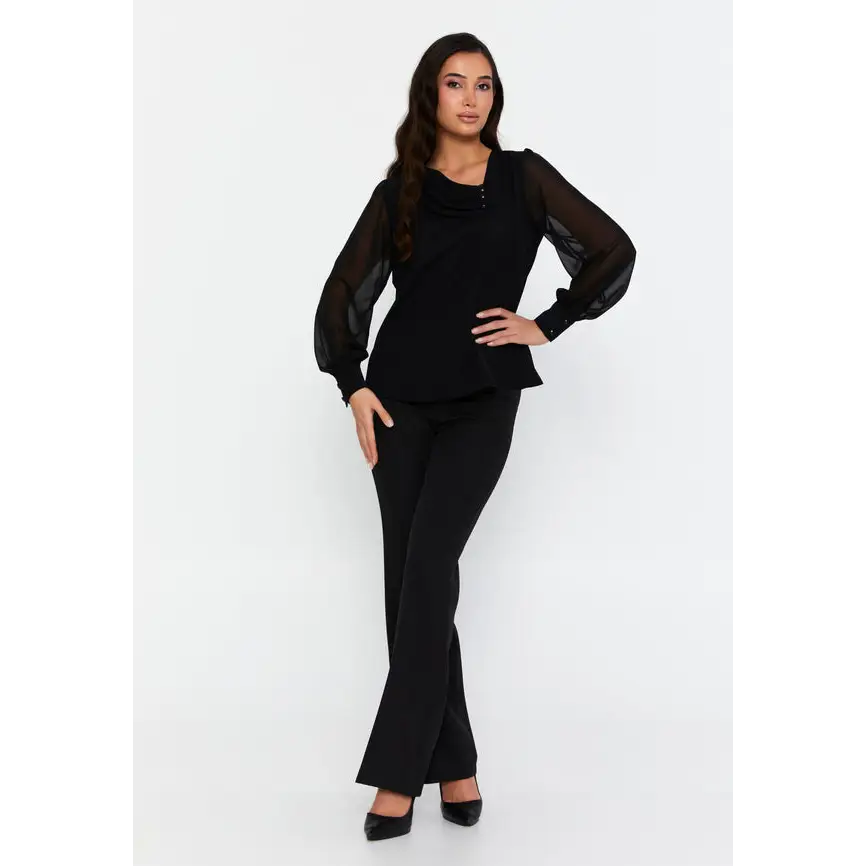 Refined Black Essential Blouse – Long Sleeve - Blouse