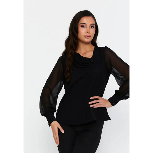 Refined Black Essential Blouse – Long Sleeve - Black / 38 - Blouse