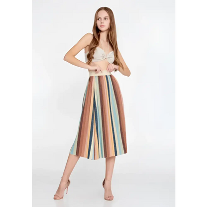 Retro Stripe Midi Skirt – Casual Chic Look - Skirt