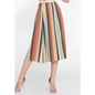 Retro Stripe Midi Skirt – Casual Chic Look - Brown-Multicolor / 36 - Skirt
