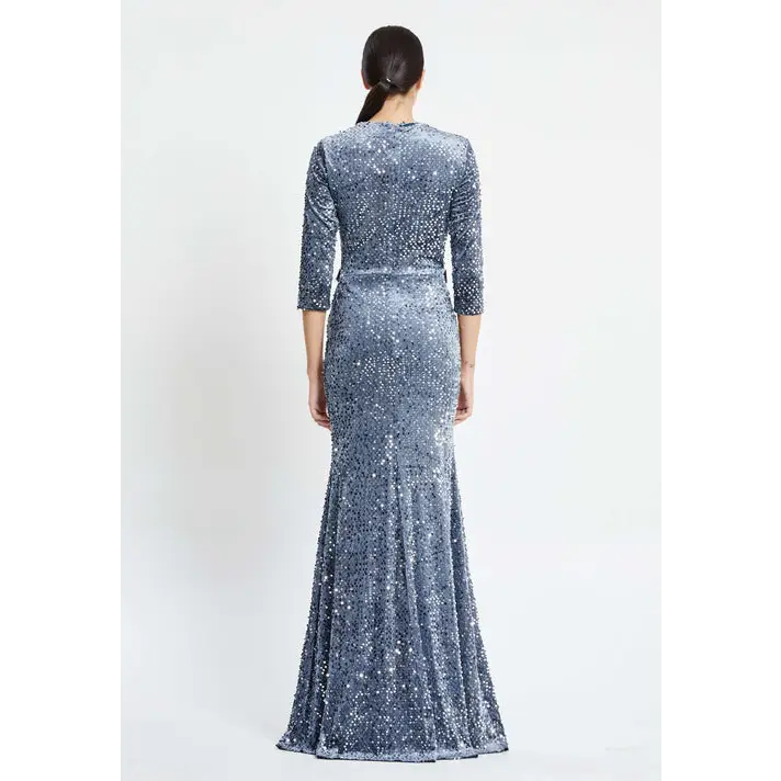 Royal Blue Velvet Mermaid Dress – Mid-Length Evening Elegance - Evening Dress