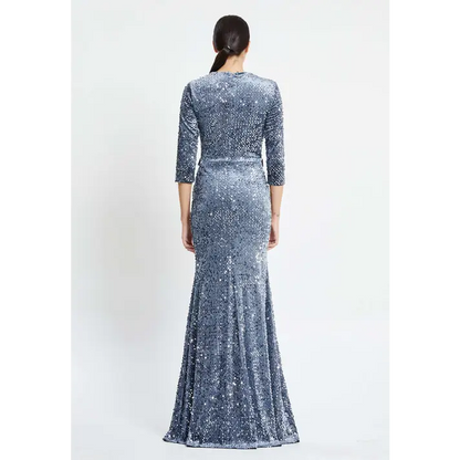 Royal Blue Velvet Mermaid Dress – Mid-Length Evening Elegance - Evening Dress