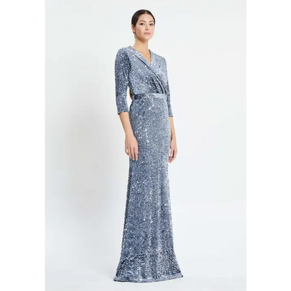 Royal Blue Velvet Mermaid Dress – Mid-Length Evening Elegance - Evening Dress