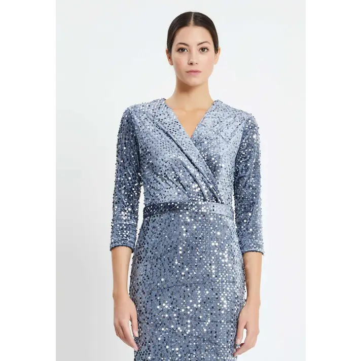 Royal Blue Velvet Mermaid Dress – Mid-Length Evening Elegance - Evening Dress