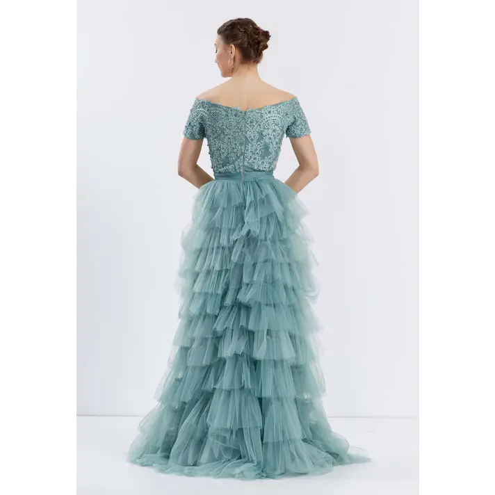 Scarlet Tulle A-Line Dress – Dramatic Off-Shoulder Prom Look - Prom Dress
