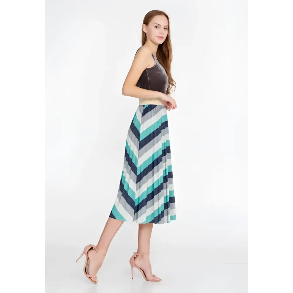Teal High-Waist Midi Skirt – Minimalist Style - Skirt