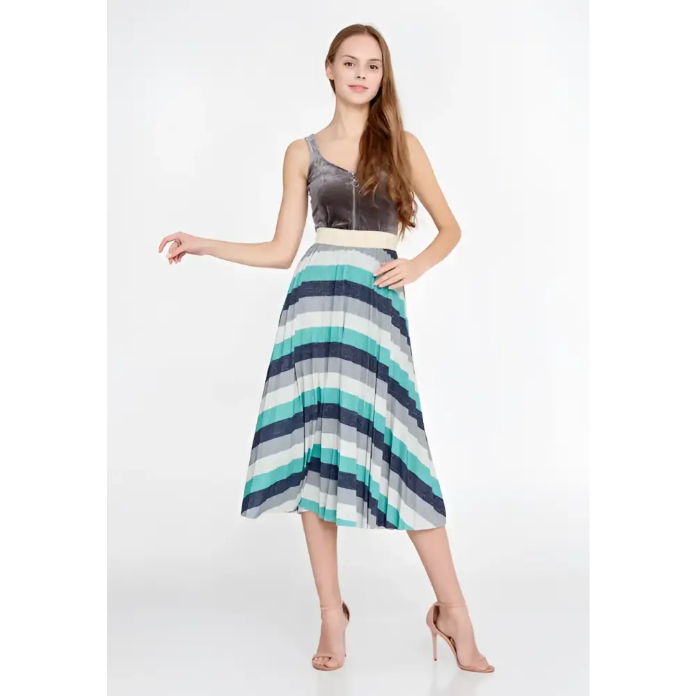 Teal High-Waist Midi Skirt – Minimalist Style - Skirt