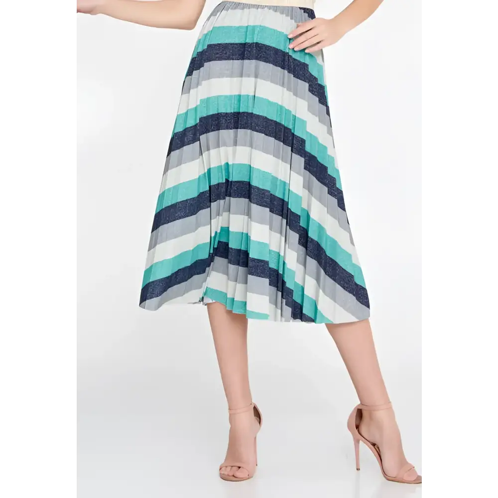 Teal High-Waist Midi Skirt – Minimalist Style - Mint-Multicolor / 36 - Skirt
