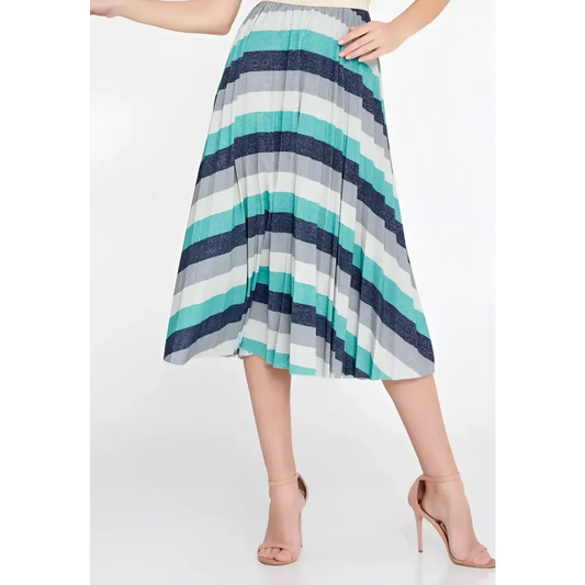 Teal High-Waist Midi Skirt – Minimalist Style - Mint-Multicolor / 36 - Skirt