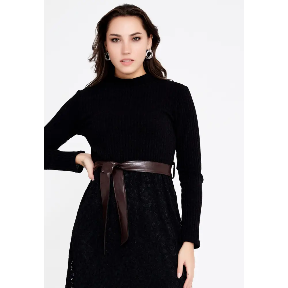 Textured Knit Midi Dress – Long Sleeve Fall Essential - Casual Dress